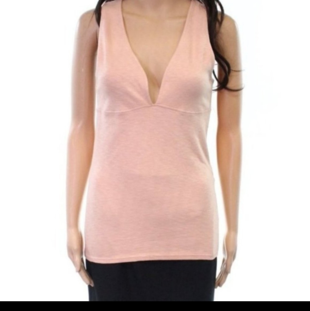 We the Free  V-Neck Tank Top - Size Small - Stretch Cotton, Peach, Light Blush